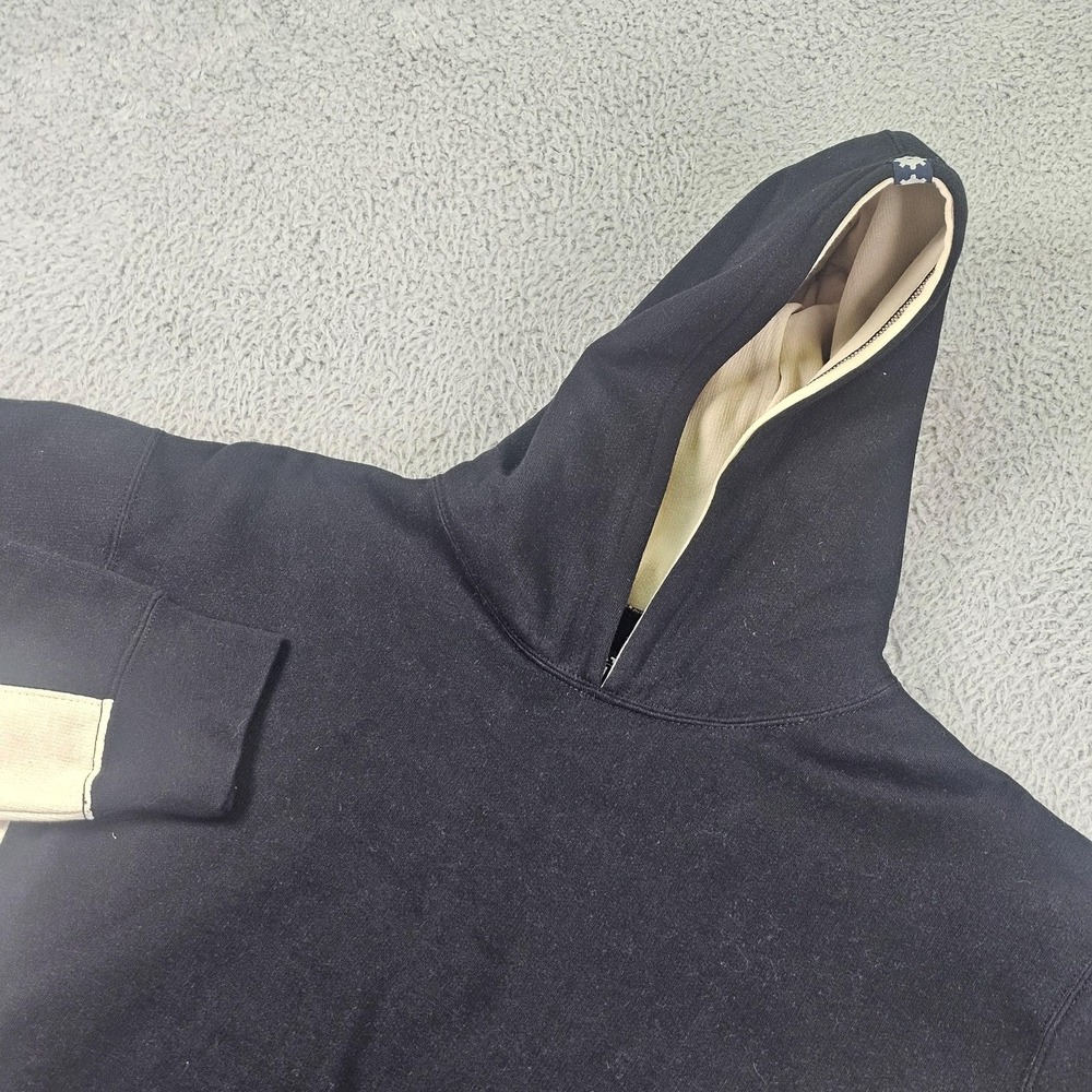 Seattle Cotton Works Hoodie Mens Medium Black Tan Pullover Kangaroo Pocket Logo